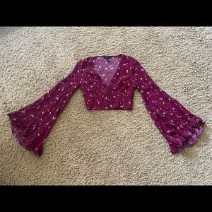 Forever 21 Burgundy Floral Crop Top
